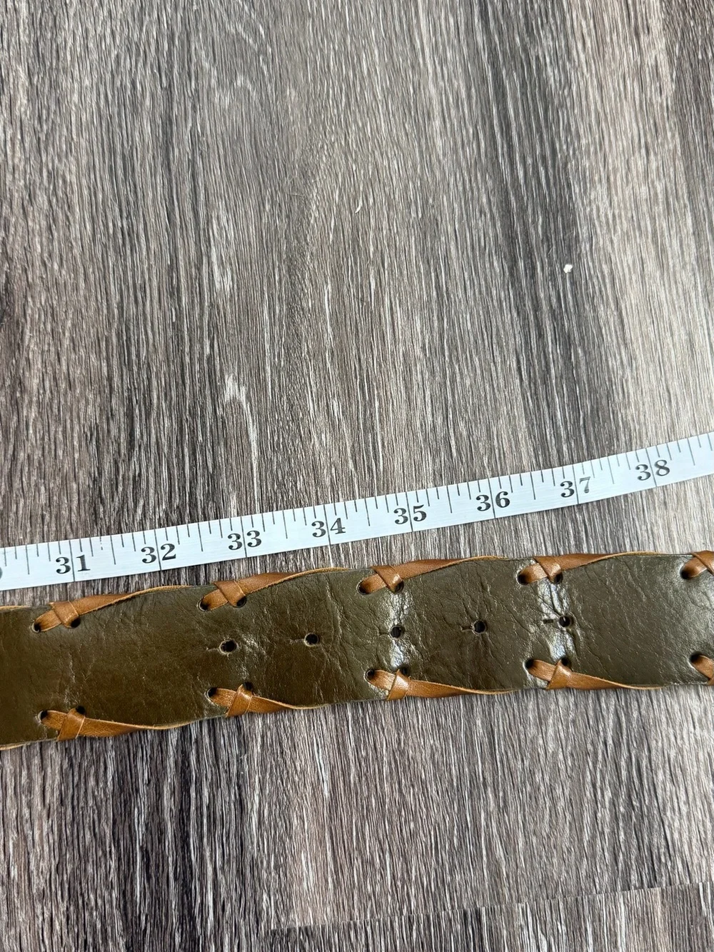 Brown Wide Boho Belt Green Jeweled Statement Buckle 33-36”